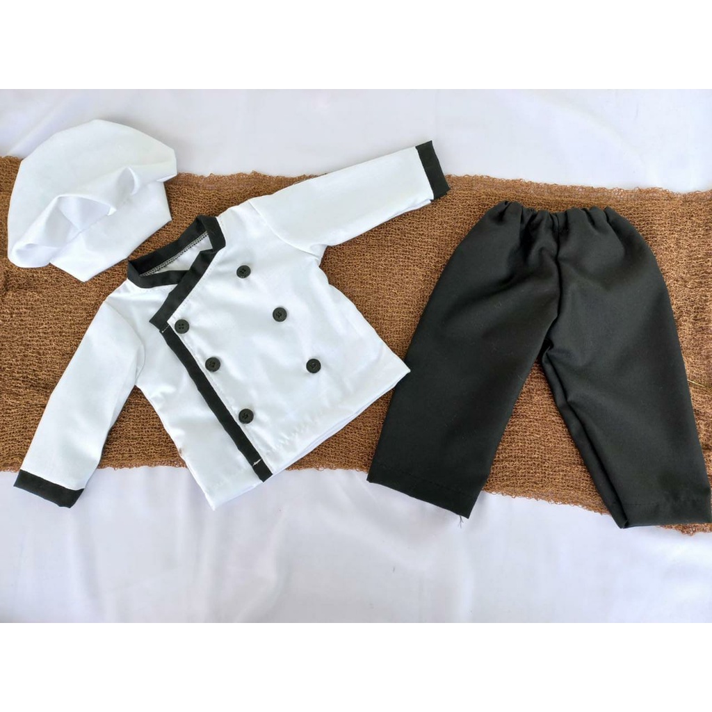 Baju Koki Chef Anak Laki Laki Kostum Foto Bayi Newborn Properti Foto Bayi Newborn