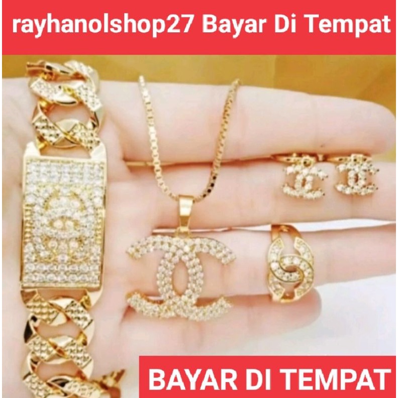 perhiasan wanita titanium xuping asli anti karat mewah pilihan model dan motif satu set lapis mas 24K