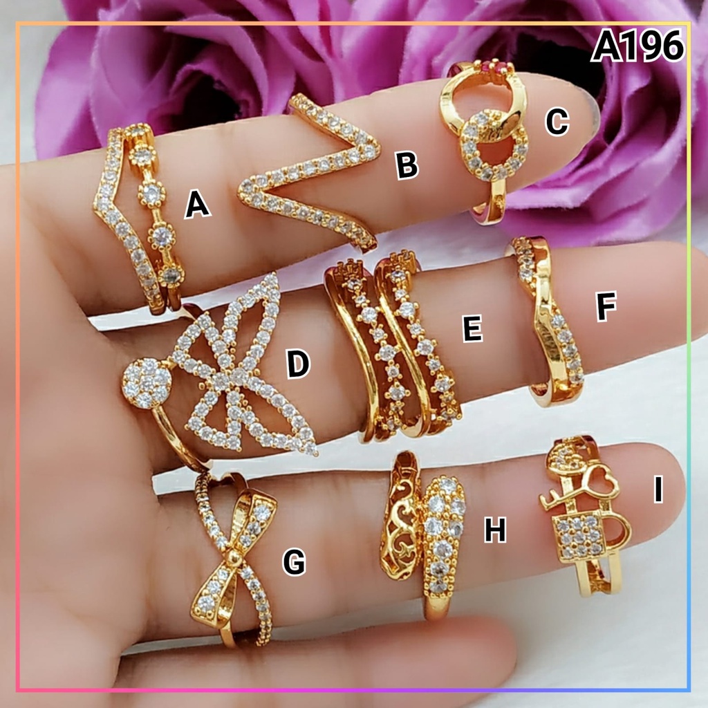 Cincin xuping cincin dewasa terbaru Zig zag perhiasan wanita cincin lapis emas gold A196