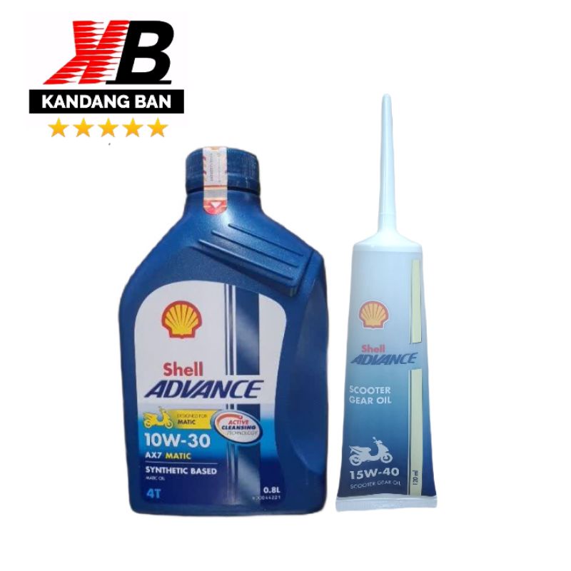 PAKET OLI SHELL ADVANCE MATIC AX7 10-30 0.8L + OLI GEAR SHELL, 100% ORIGINAL