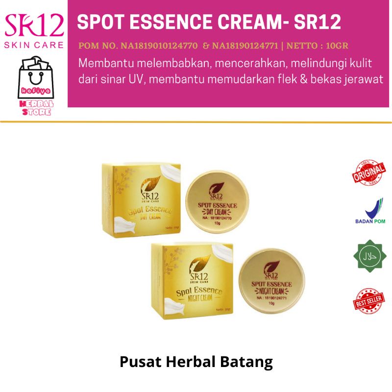 TUMPAS BEKAS JERAWAT , FLEK HITAM &amp; NODA WAJAH ..!! SPOT ESSENCE DAY &amp; NIGHT CREAM SR12 STANDAR BPOM