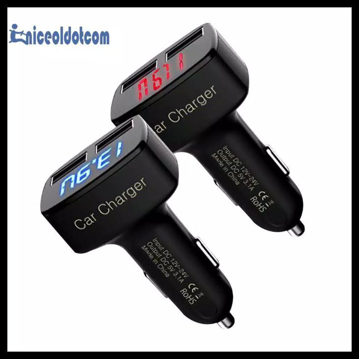 Open Ds Charger Hp Di Mobil 2 Usb Dengan Digital Voltmeter
