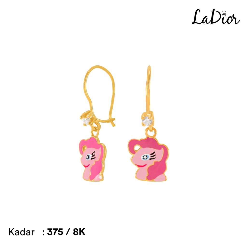 LADIOR - Anting Anak Emas Asli kadar 375 Model Little Ponny Unicorn - 023 - 8K - Yellow Gold