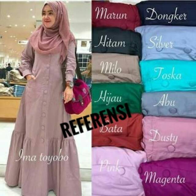 Dress gamis maxi ima toyobo rempel bawah