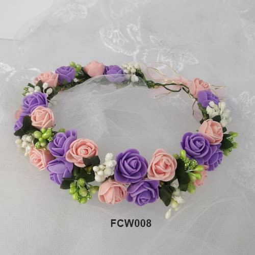 [PRODUK FAVORIT] AKSESORIS RAMBUT FLOWER CROWN MAHKOTA BUNGA ANAK PENGANTIN FCW008