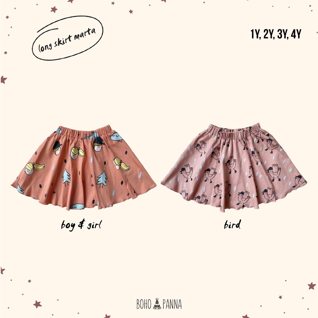 BOHOPANNA LONG SKIRT ROK ANAK PEREMPUAN MARTA / FLARE SKIRT / PLAYSKIRT BOHOBABY 1 - 10 TH