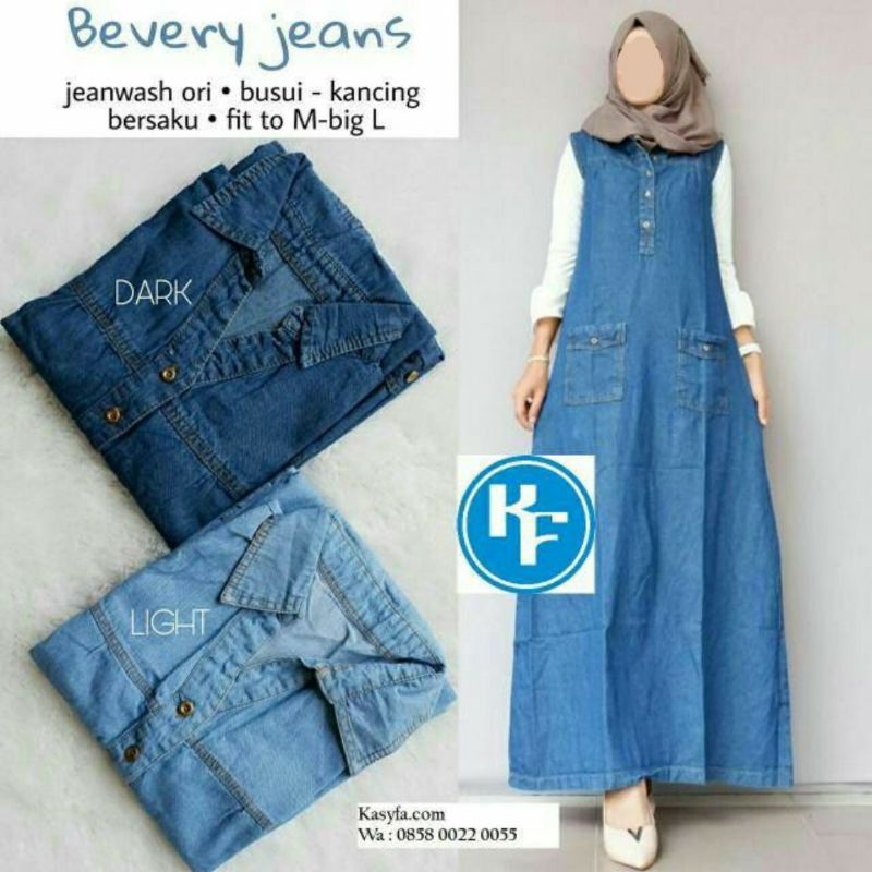 Dress Panjang Jeans Tanpa Lengan Busui Outer Wanita Terbaru Kekinian Fashion Wanita Remaja Dewasa