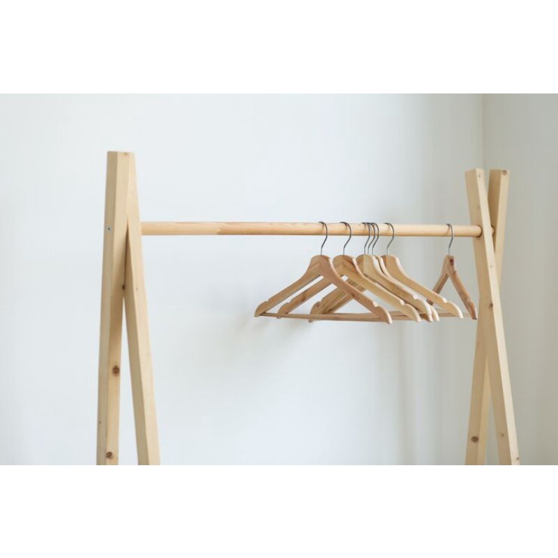 Jual Hanger Kayu Dewasa Natural Harga Pak Isi Anger Baju Aesthetic