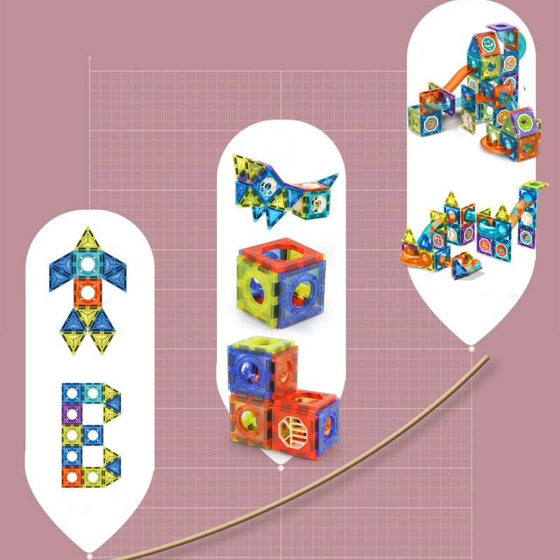 Mainan Edukasi Susun Kepingan Magnetic Set Bola Dan Rail / Magnetic Paradise 3D Tiles