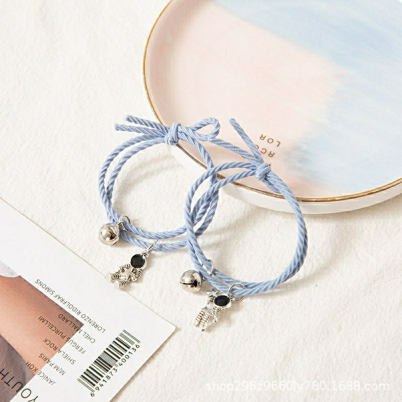 2 pcs gelang magnet/Sepasang Gelang Couple Magnet Gelang Tali Couple Magnet Attract-Astronot Blue