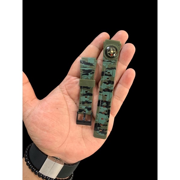 Strap Tali jam tangan Karet kompas loreng Hijau 18MM