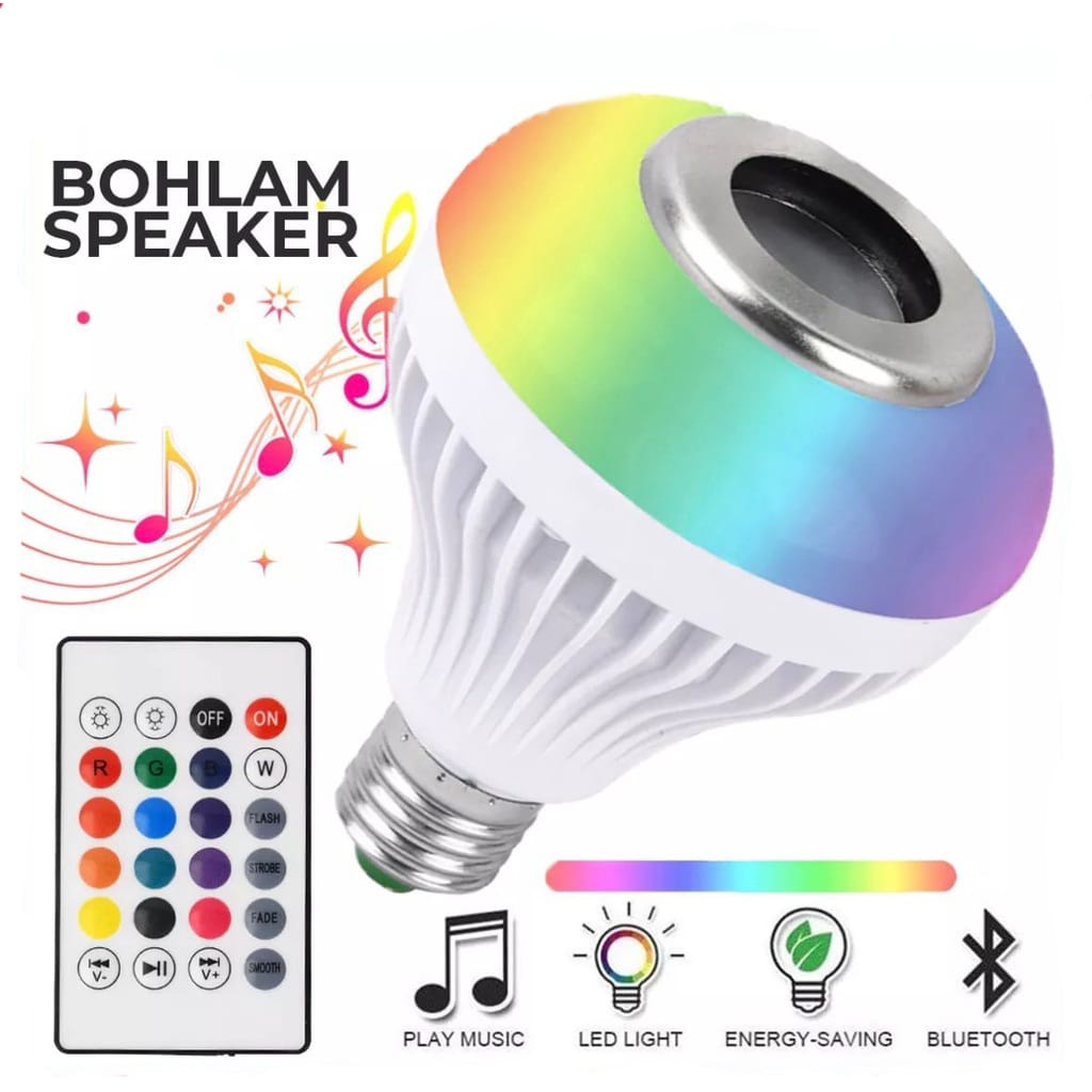 Lampu Speker E27 LED Lampu Wireles Musik Bluetooth Bulb App Lampu LED light Color Sound Effect
