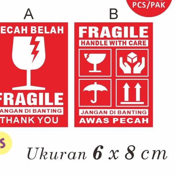 

☎ stiker fragile 6 x 8 cm handle with care - CASIS - Tipe A ➥