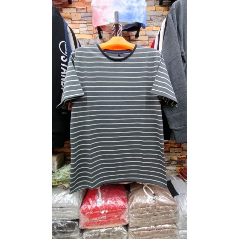 Kaos STRIPE Salur Bahan Katun  30s