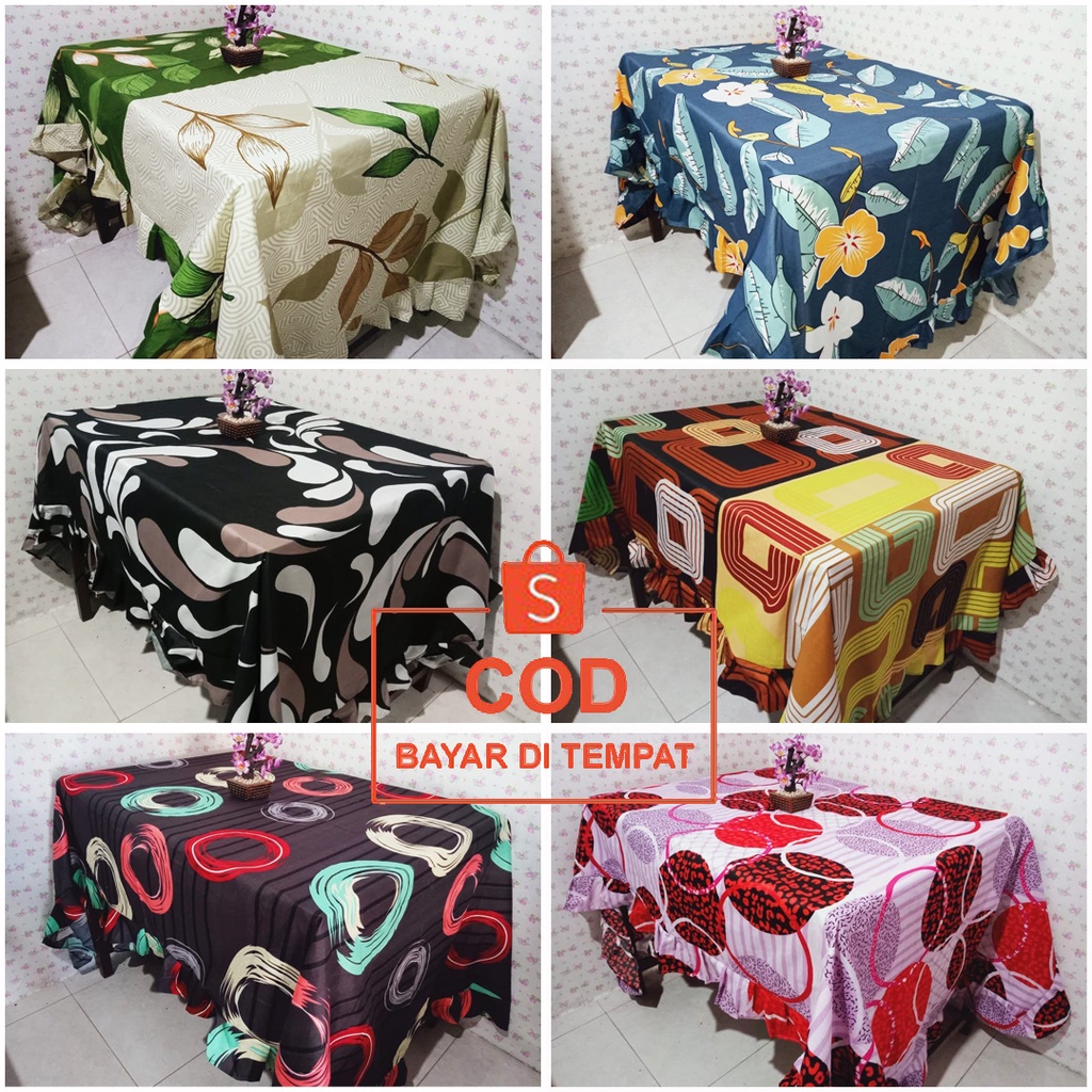 ✅COD Taplak Alas Cover Meja Makan Kain Mewah 140x220 Cm Karakter Motif Batik Rempel Rumbai Serbaguna
