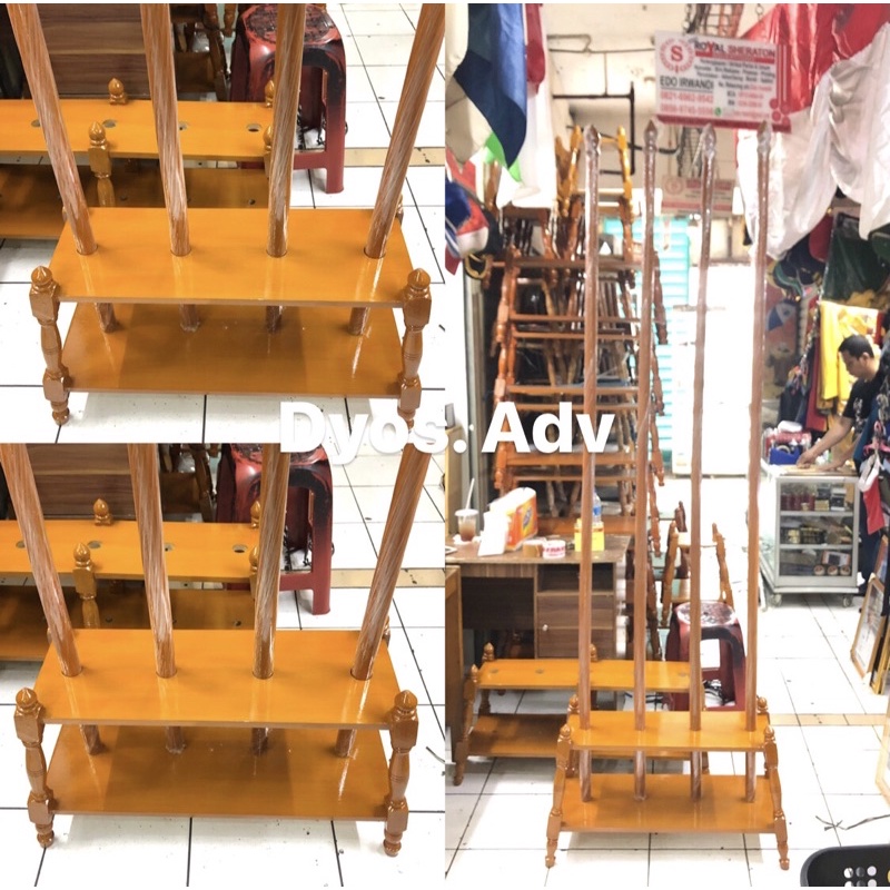 Tiang pataka bendera ruangan satu set tiang dan tatakan lubang 4