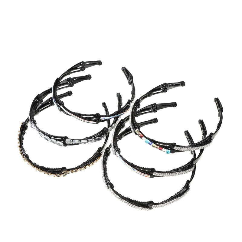 Korean Telescopic Folding Pearl Rhinestone Headband for Women Portable Fashion Face Wash Hairband Girls Hair Accessories