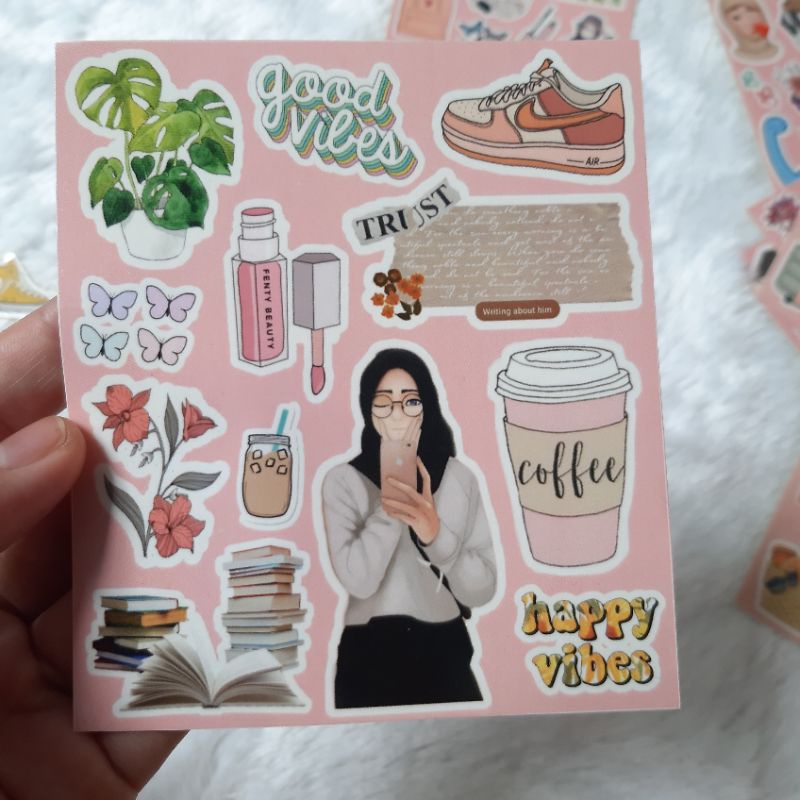 

Stiker Aesthetic /Stiker Botol, Tumbler/ Stiker Hape, Laptop uncut (Isi 9 - 14 pcs)