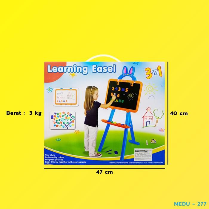 Mainan Anak Learning Easel 3In1 Papan Tulis Magnet Black White Board new