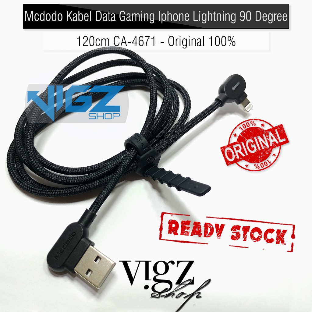 Mcdodo Cable Kabel Data Gaming Iphone Lightning 90 Degree 120cm CA-4671 Original