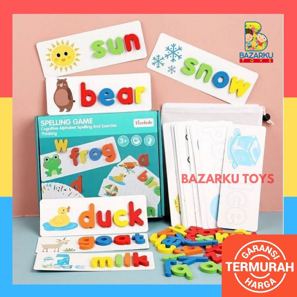 Treehole Spelling Game Letter Matching Card Puzzle Anak Mainan Huruf