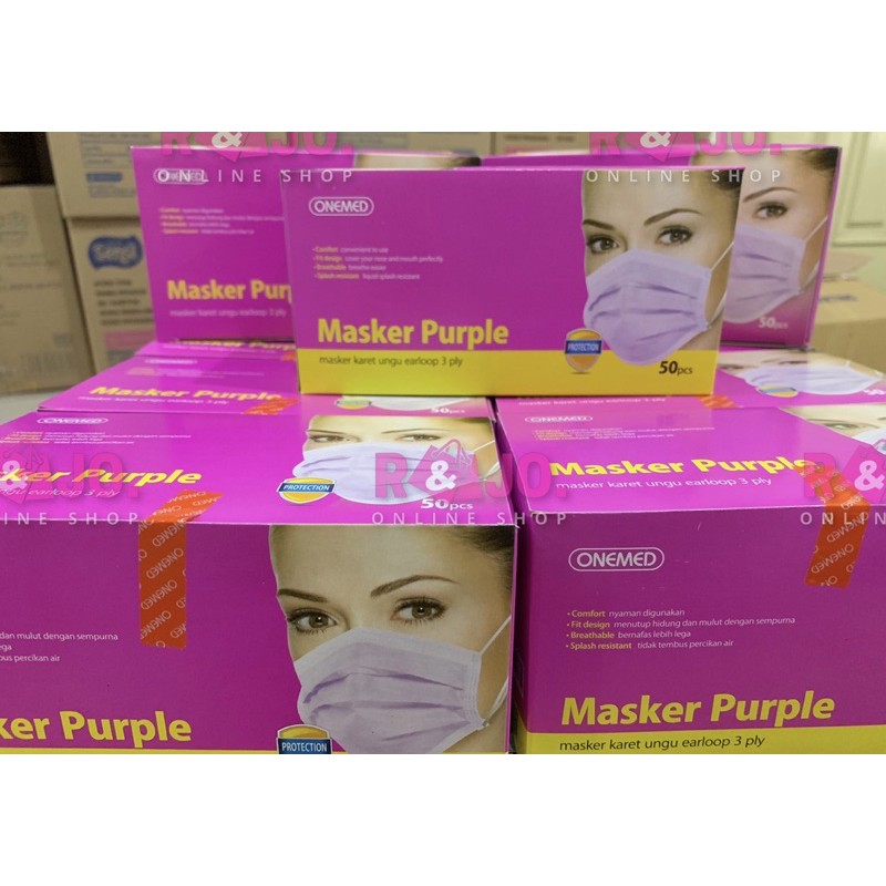 MASKER MEDIS ONEMED 3PLY isi 50 pcs warna UNGU