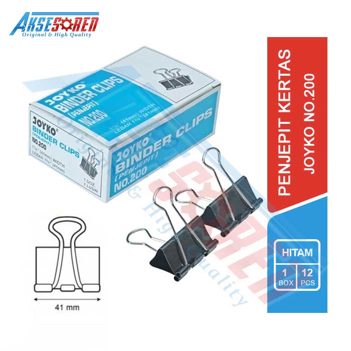 

Penjepit Kertas Klip Joyko No 200 [1 Box/12 pcs] / Binder Clips / Paper Clip