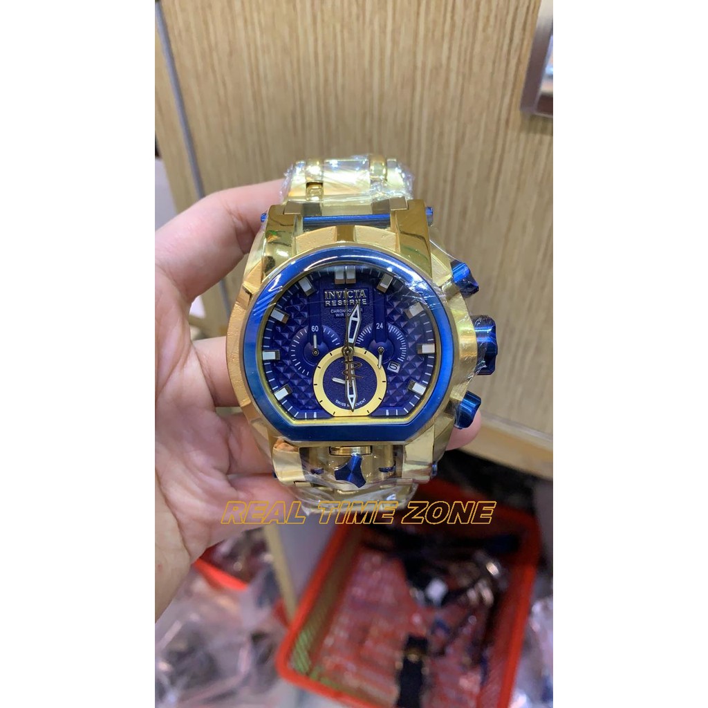 Jam Tangan Besar Invicta Bolt Zeus Gold Blue Stainless Garansi 1th