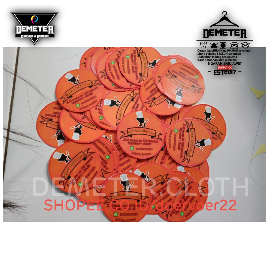 

STIKER LABEL KEMASAN MINIM ORDER 10LEMBAR, LABEL MAKANAN A3PLUS CHROMO + CUTING MURAH - DEMETER