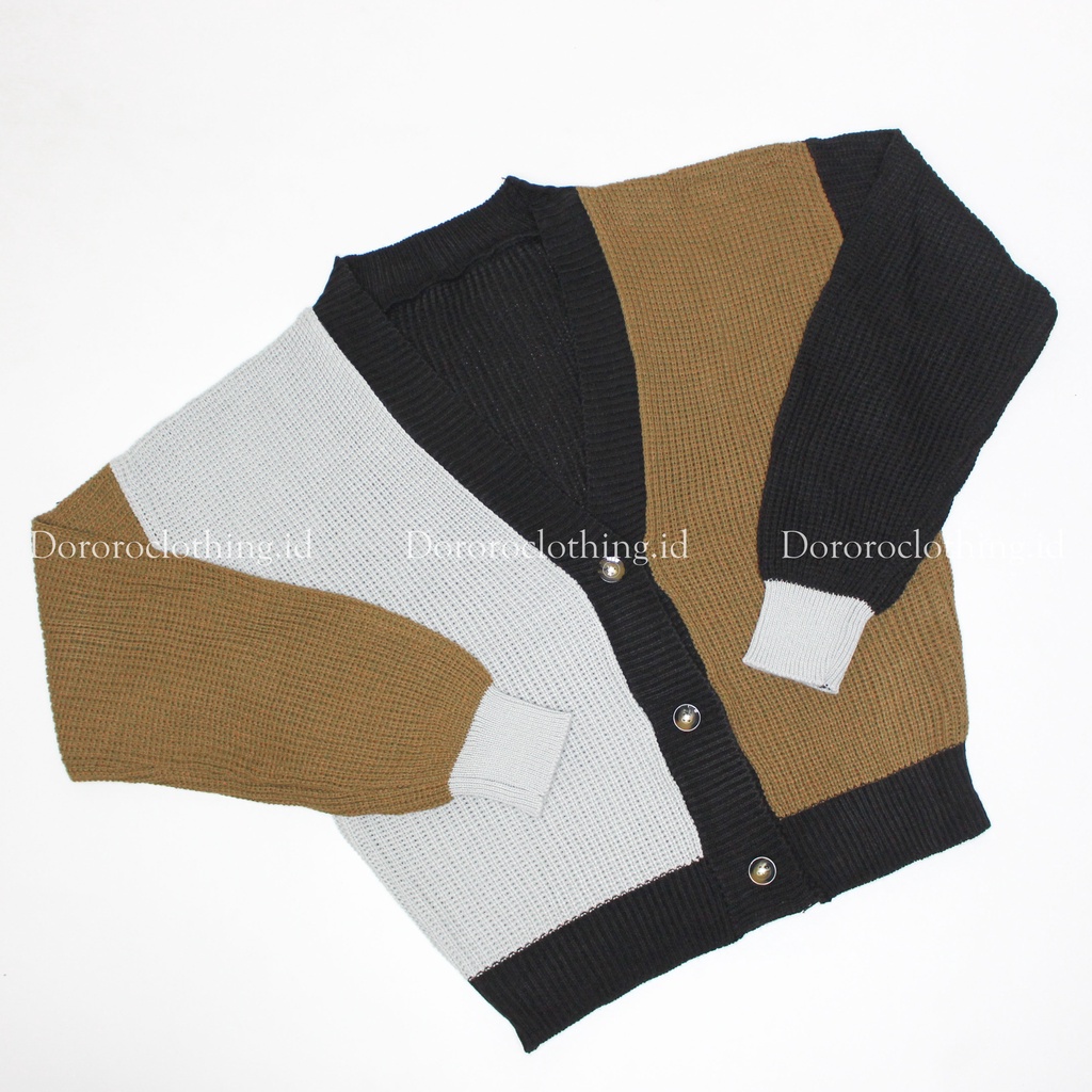 Kardigan Rajut Kancing Jumbo Cardigan Rajut Oversize Warna Mix Kombinasi