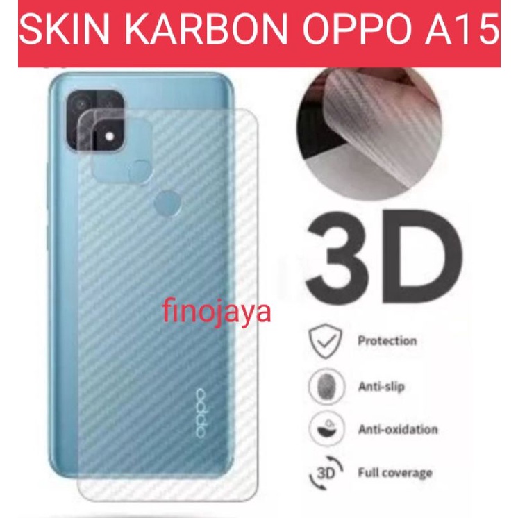 Skin Garskin Carbon Oppo A15 A15S Anti Jamuran  Belakang Transparan