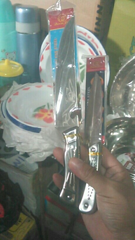 Pisau Dianjin Besar 7 / Pisau Gagang Hitam Stainless Super Tajam