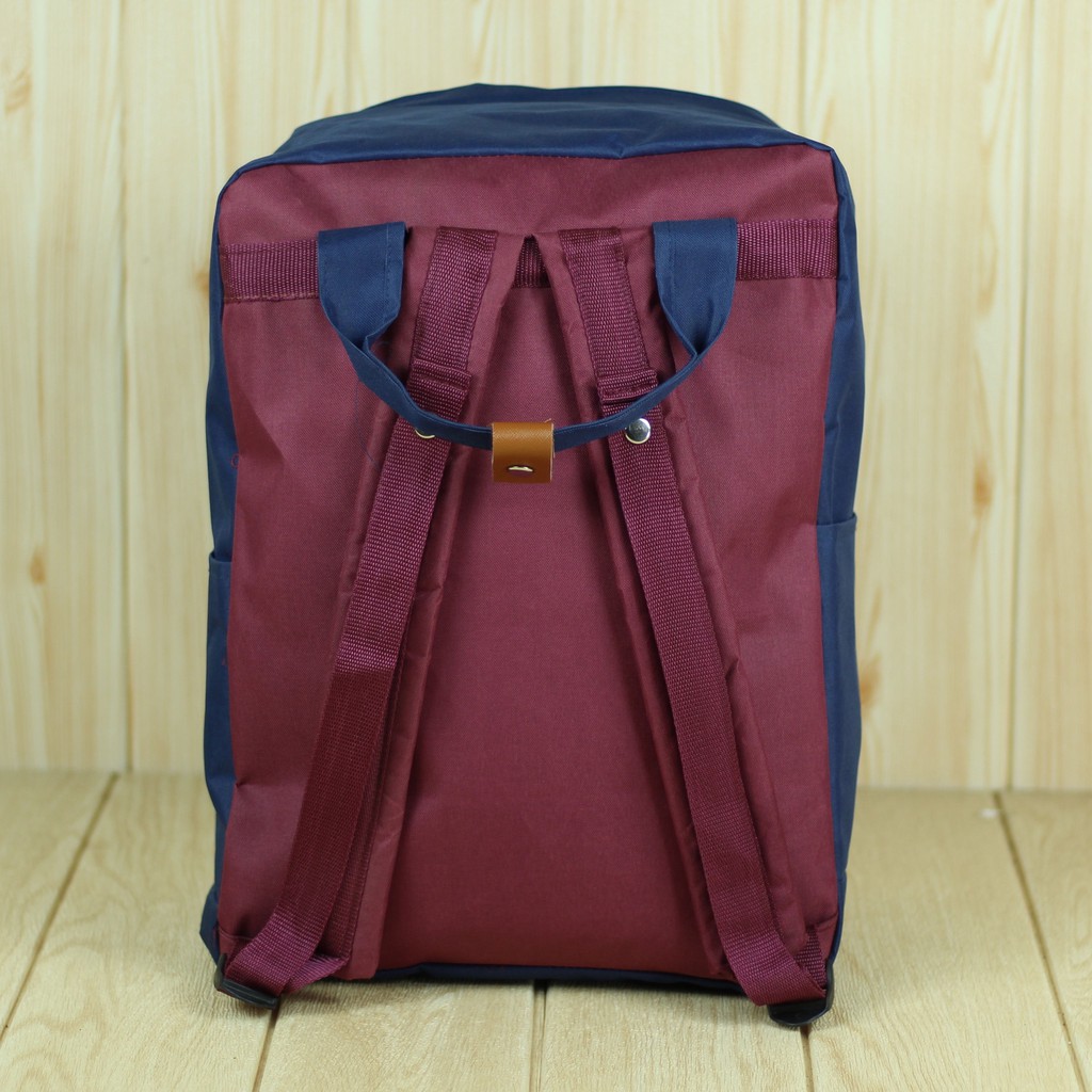 Tas Ransel Cewek Jieju Mitasi 2in1 Jinjing Maroon Navy Korean Style Back Pack Sekolah Kuliah Wanita