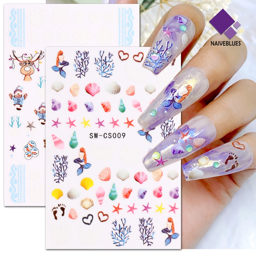 Naiveblue Stiker Kuku Motif Kartun Anti Air / Pudar Untuk Nail Art