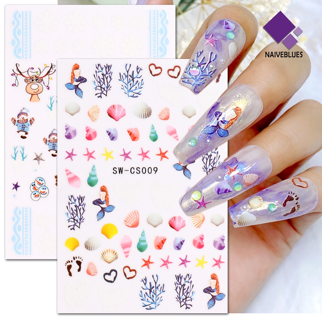 Naiveblue Stiker Kuku Motif Kartun Anti Air / Pudar Untuk Nail Art