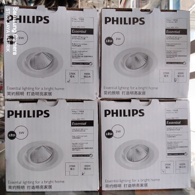 Downlight Spot LED Philips Pomeron 3W 59774~5W 59775 &amp; Kyanite 3W 59751~5W 59752 Warna (Warm White 2700K) &amp; (Natural White 4000K)