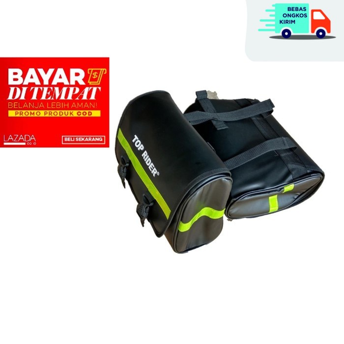 COD WA SPEED Top Rider - Sidebag Tas Bagasi Samping Motor - strip hijau