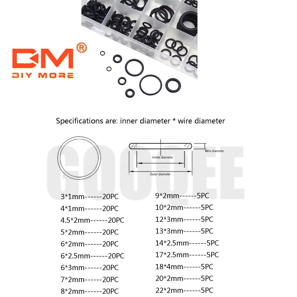 ✫〖ready to ship/COD〗✫ Diy225pcs 270pcs 300pcs Karet Seal O-Ring Warna Hitam Untuk Gasket Mobil
