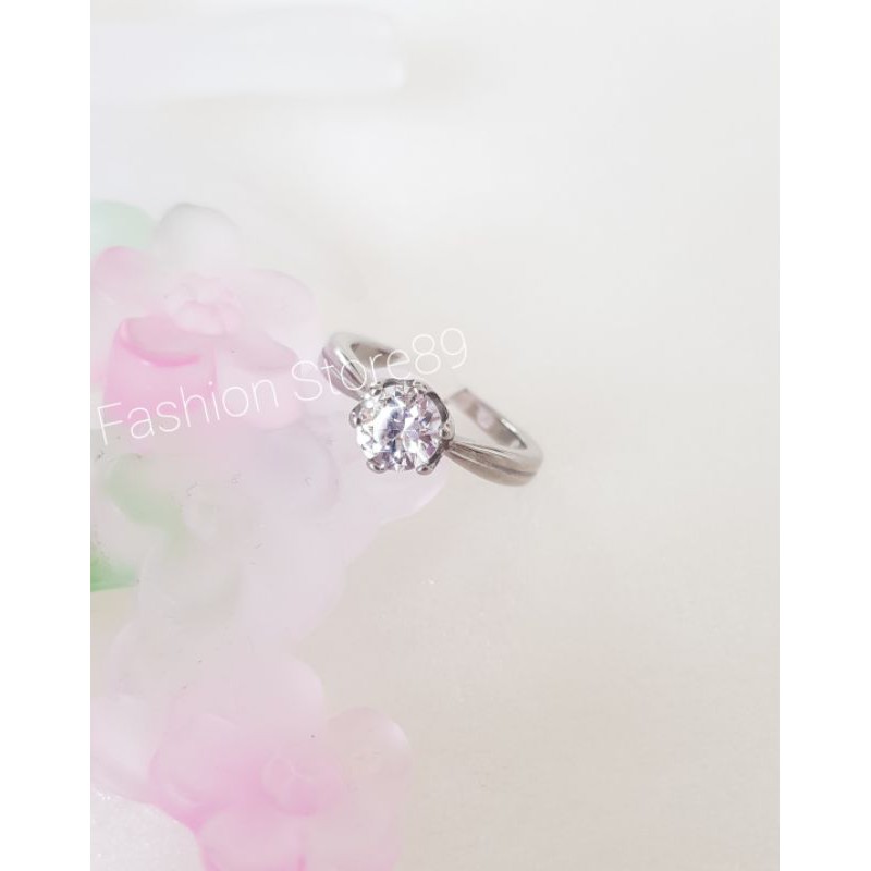 Cincin permata putih Titanium silver Bestquality antikarat selamanya impor cincin nikah tunangan