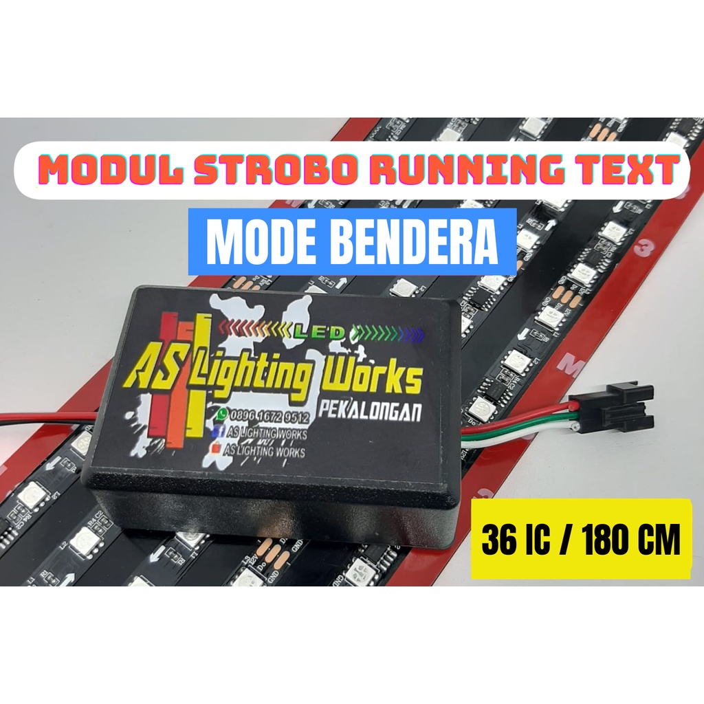 Modul STROBO WAVE TEXT 5 BARIS Mode Bendera TERBARU