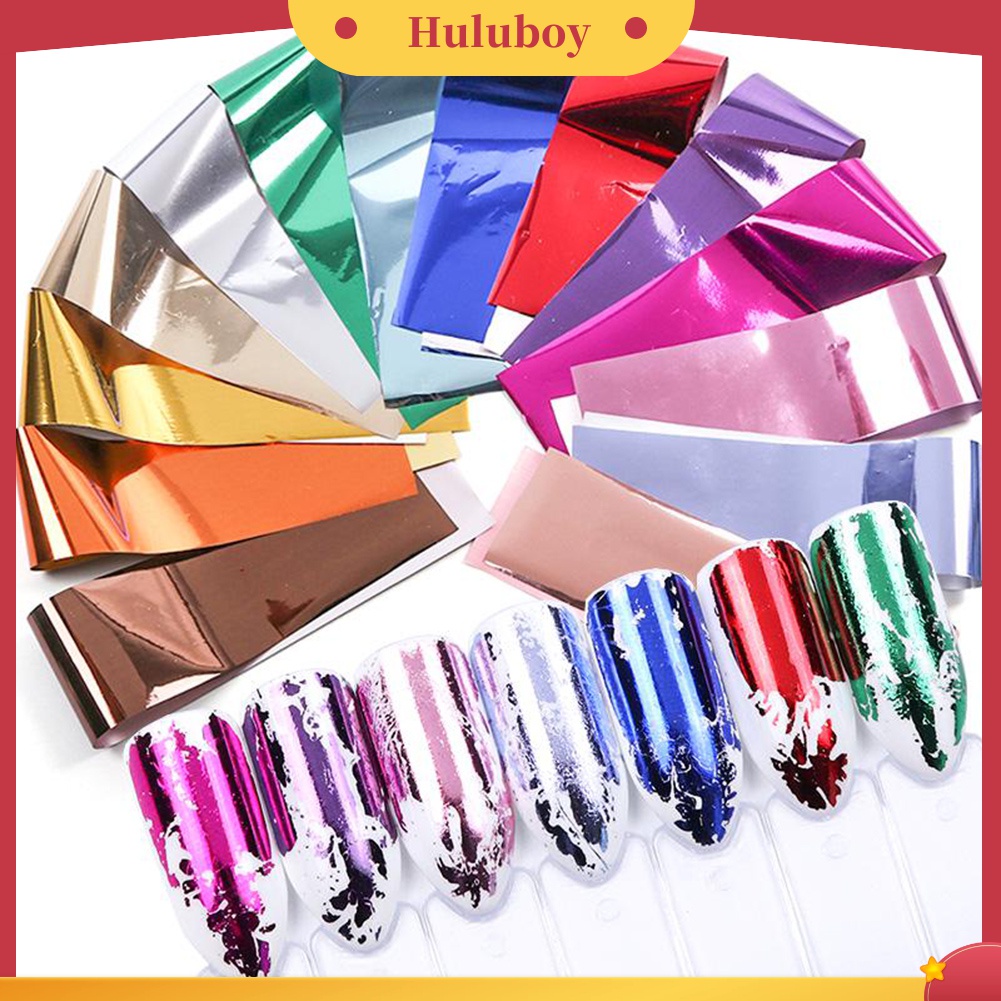 Huluboy Huluboy♡ 14 Lembar Stiker Kertas Transfer Laser Bentuk Bintang Multi Warna Untuk Dekorasi Manicure