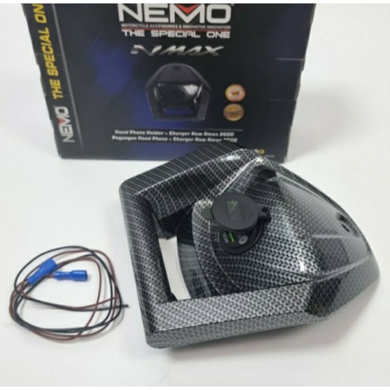 Cover tutup stang plus Bracket Holder hp dan Charger Nmax 2020 2021 Nemo