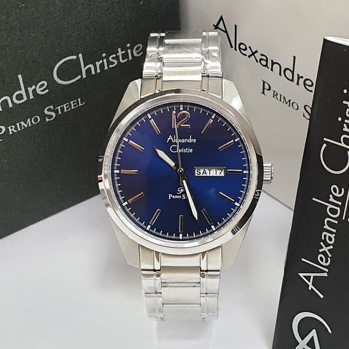 jam tangan pria alexander cristie original ac1012 silver plat blue