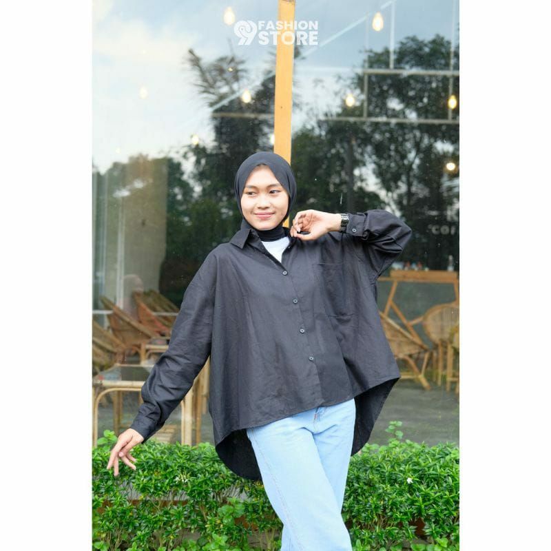 kemeja linen oversize