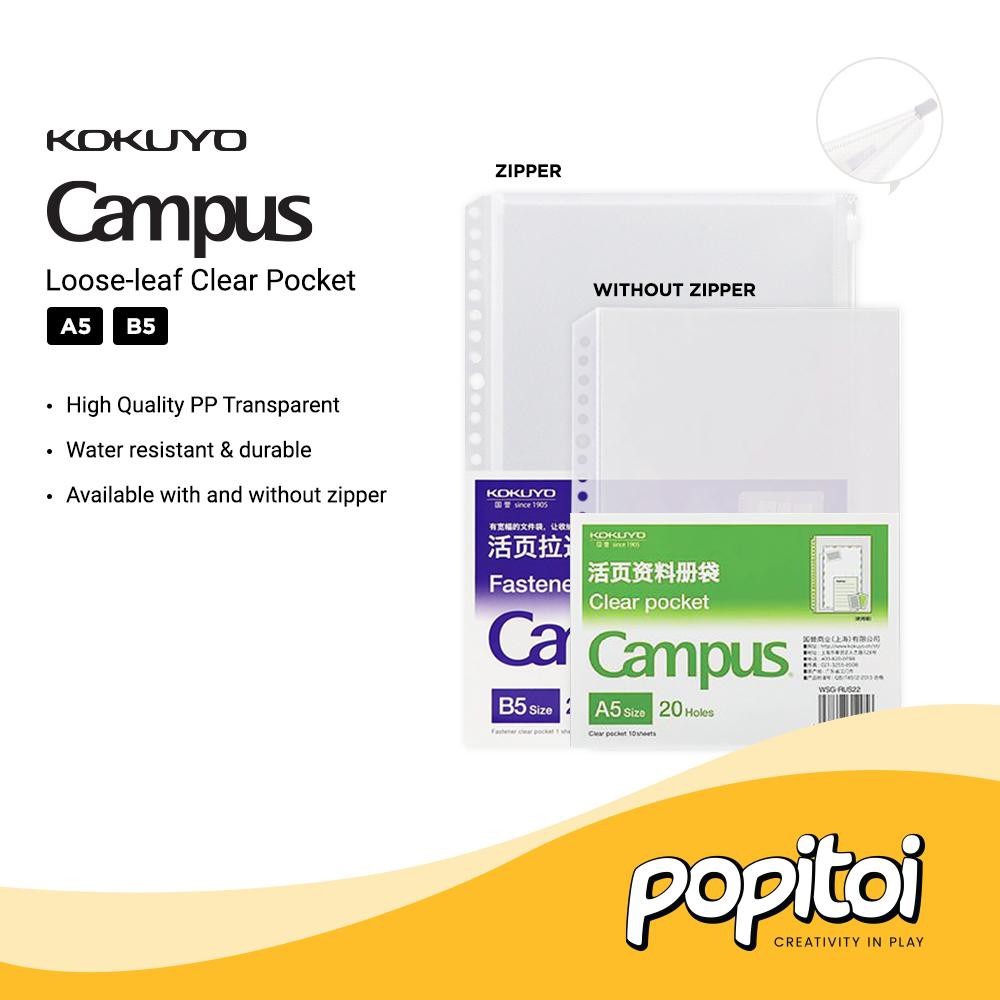 

KOKUYO Zipper Clear Pocket for Loose Leaf Binder A5 B5