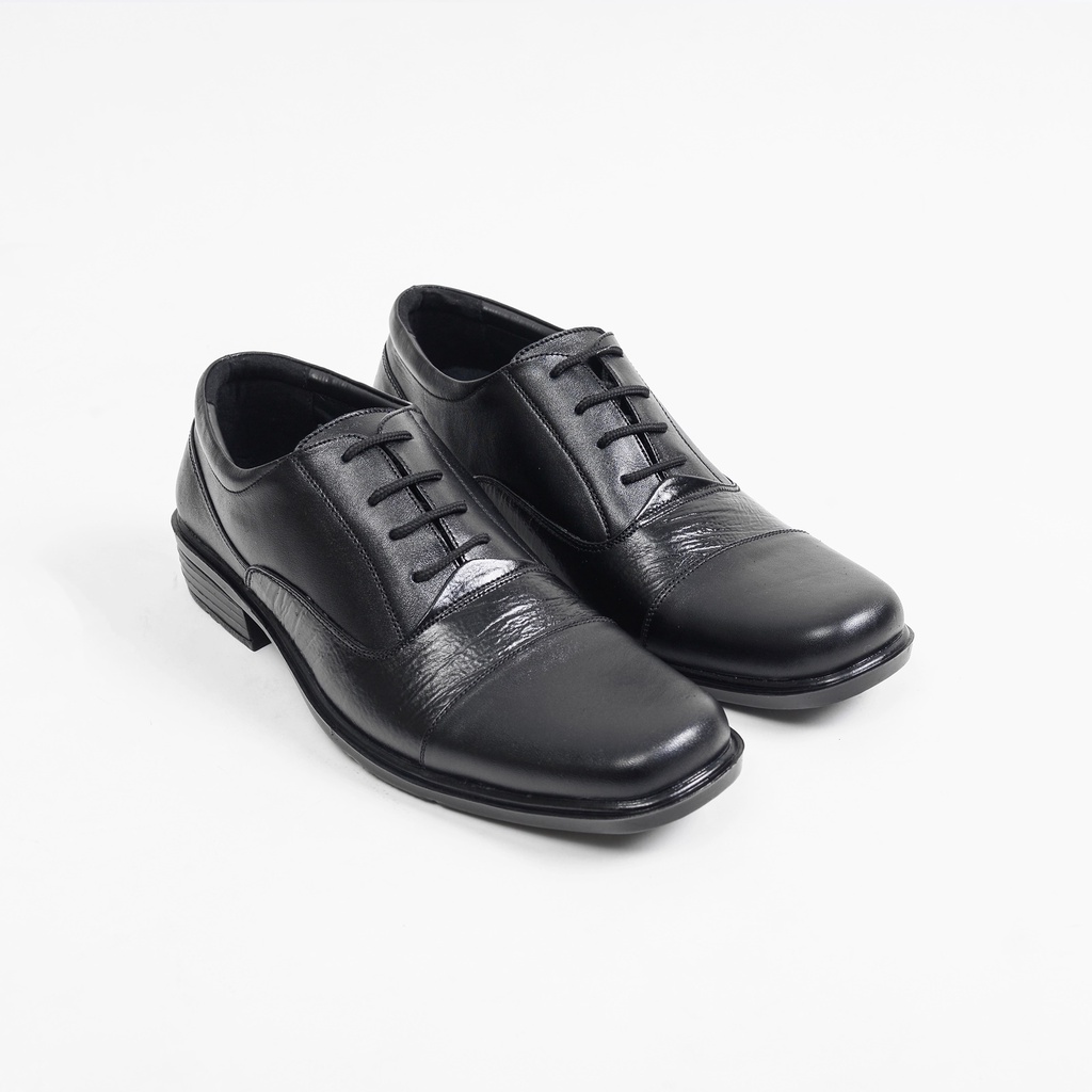 davalo Sepatu Pantofel Pria Kulit Asli Oxford Formal Hitam Original 100%