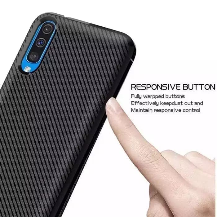 SAMSUNG A10/A20/A30/A50/A70 CASE SOFTCASE SLIM FULL CARBON CASE SIILIKN HITAM KARBON