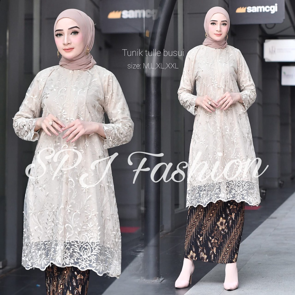 Best Setelan kebaya tunik tille busui Outfit Kebaya Tunik Tulle busui-kebaya Modern-Dress Pesta -dres Wisuda-tunik busi kondangan-kebaya modern-kepaya pesta-kebaya wisuda