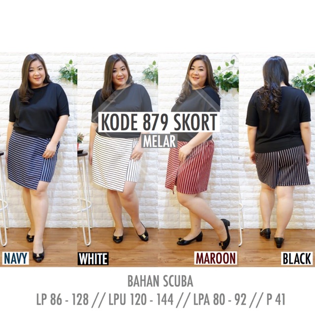 SUPPLIER JUMBOBIGSIZE: KODE 879 ZARA STRIPED FRONT PLEATS SKORT ROK CELANA JUMBO BIGSIZE BESAR