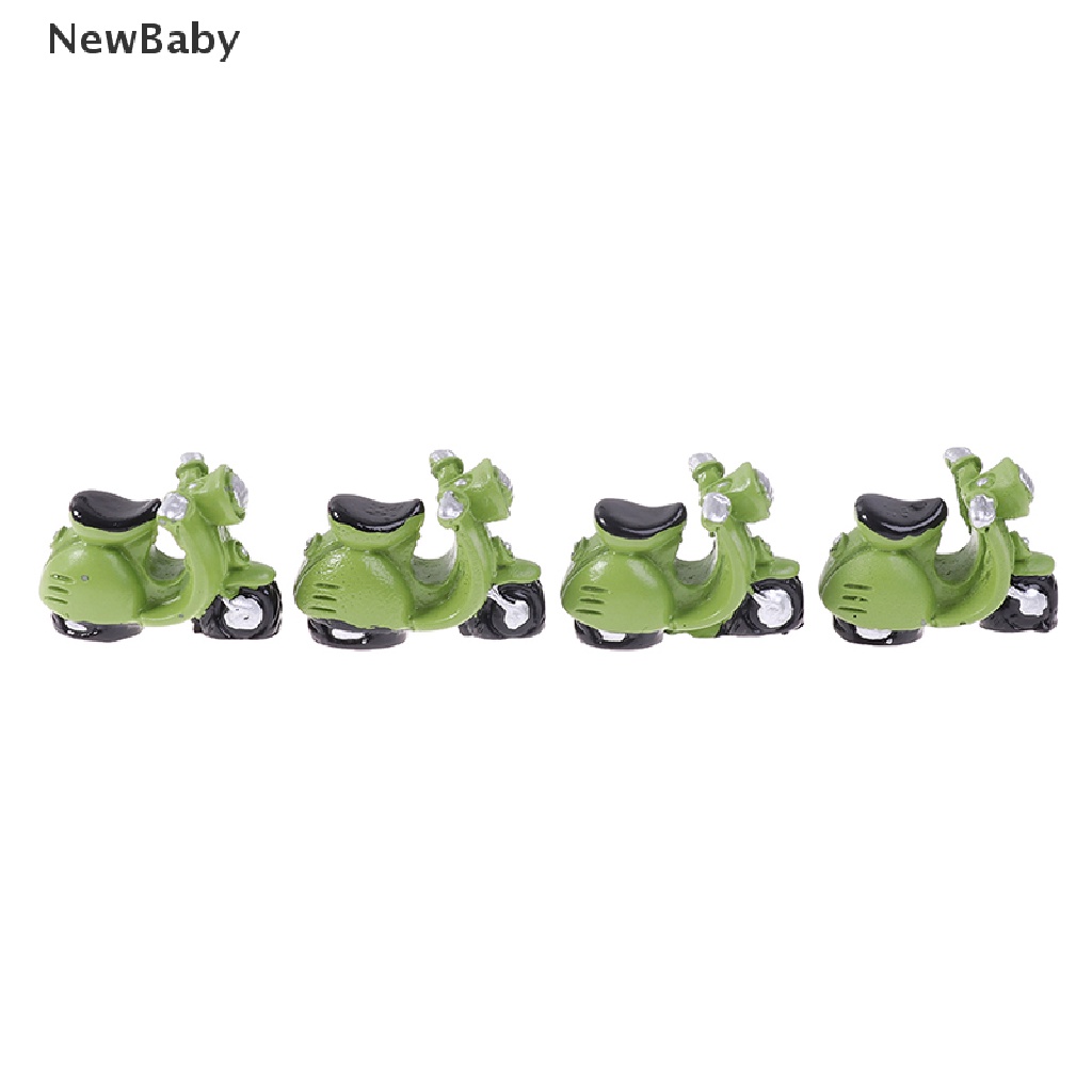 Newbaby 4Pcs Miniatur Motor Roda Tiga Warna Hijau Untuk Aksesoris Rumah Boneka